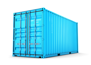 A blue shipping container